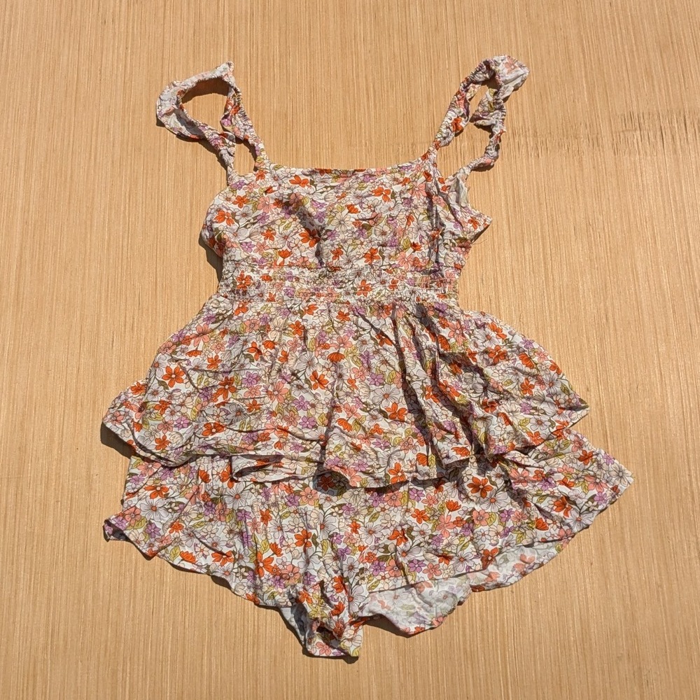 Bebop Romper Floral Ruffle Tiered Women's Medium Feminine Summer Boho Festival